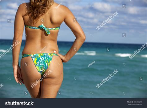 Back Side Woman Sexy Bluegreen Bikini Stock Photo 435759274 Shutterstock