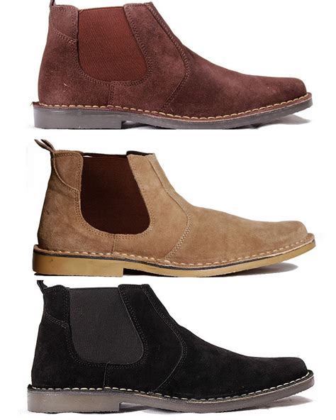 New Mens Suede Chelsea Boots Gents Dealer Leather Twin Gusset Ankle