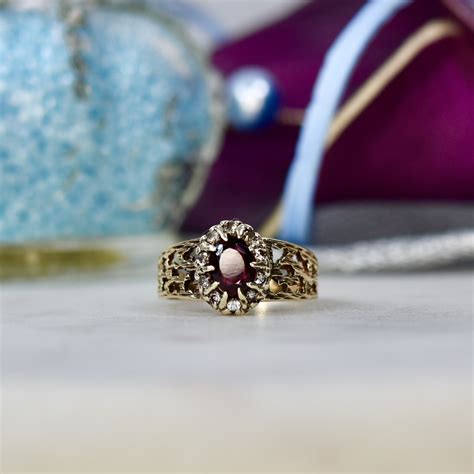 Garnet Ring In Ct Gold Gems Afire Vintage Jewellery Uk