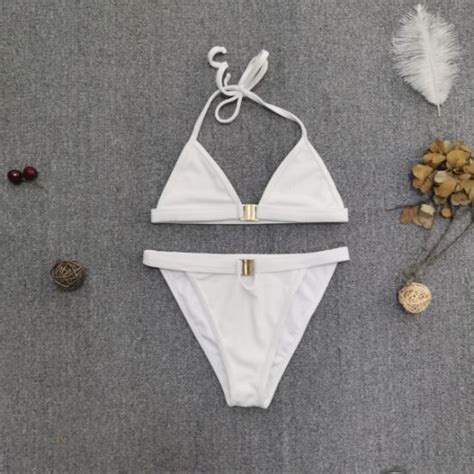 China Beautiful Sexy Girls Swimwear Photos White Bikini Custom Made