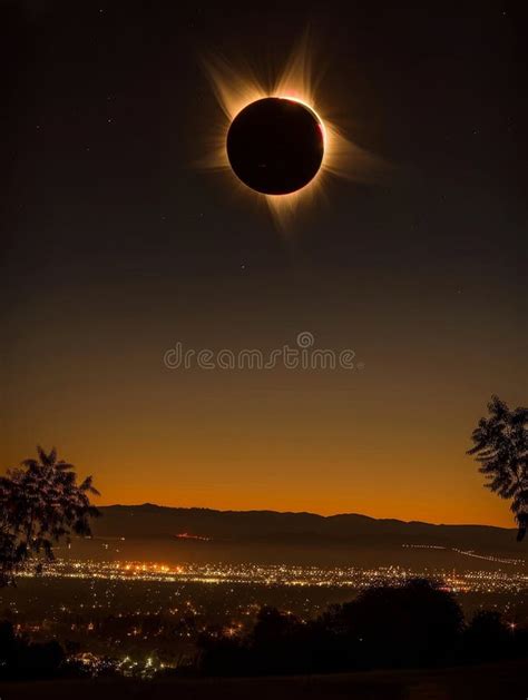 The Enchanting Glow Of A Solar Eclipse Illuminates The Night Casting A