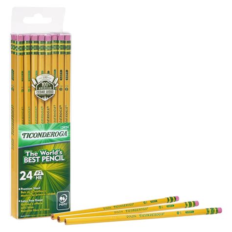 Dixon Ticonderoga Wood Cased 2 Hb Pencils Box Of 24 Yellow 13924