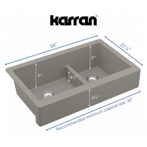 Karran Retrofit Farmhouseapron Front Quartz Composite 34 Double Offset Bowl Kitchen Sink Kit