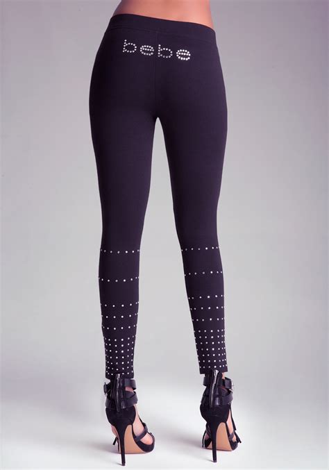 Lyst Bebe Rhinestone V Front Leggings In Black