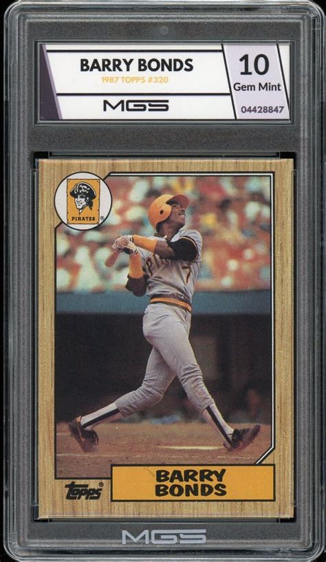 1987 Topps 320 Barry Bonds MGS GRADED 10 Gem Mint Rookie Card RC