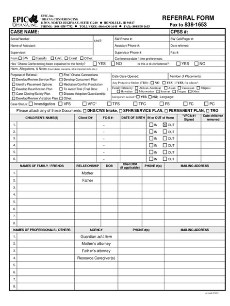 Fillable Online Epic Ohana Conferencingreferral Form Fax Email Print