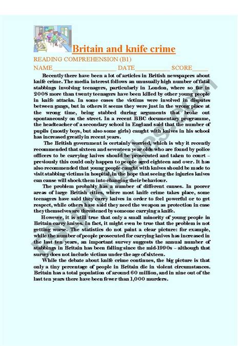 Reading comprehension exercises b1 pdf