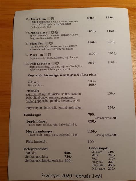 Menu At Bagolyv R Pizz Ria S S R Z Restaurant Celld M Lk