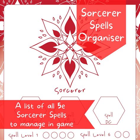 Dnd Sorcerer Spelltracker Set All D D E Sorcerer Spell Lists Etsy