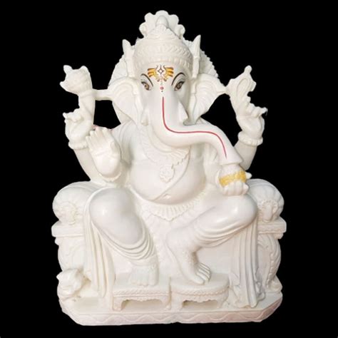 White Marble Lord Ganesha Statue 2 5ft At Rs 28900 In Alwar ID