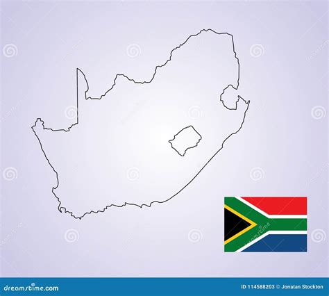 South Africa Map Contour and Flag. Stock Illustration - Illustration of boundary, digital: 114588203