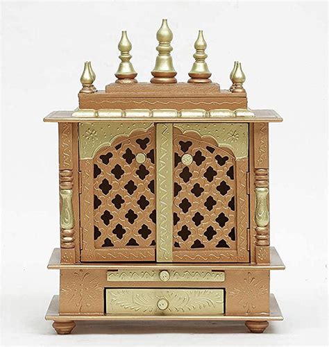 Tam Creatio Wooden Pooja Mandir Indian Hindu Decoration Puja Cabinet