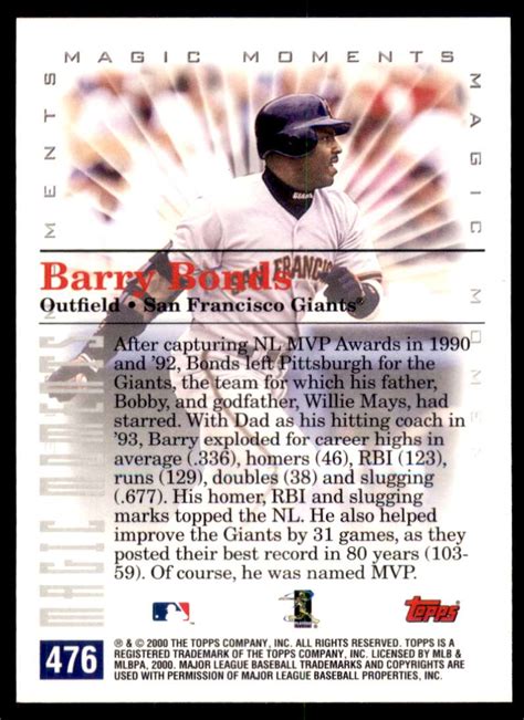 2000-01 Topps 1993 MVP Barry Bonds #476 | eBay