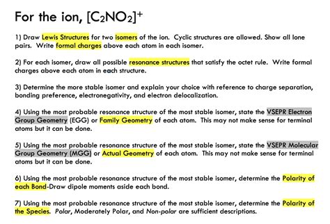 Solved For The Ion C2no2 1 Draw Lewis Structures For