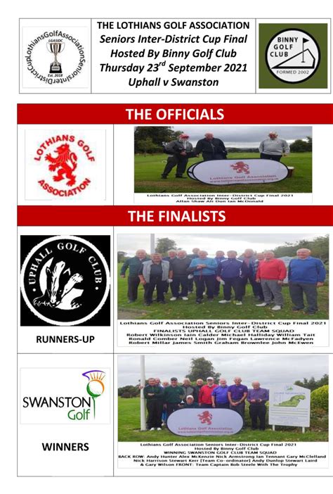 The Lothians Golf Association Seniors Inter District Cup South