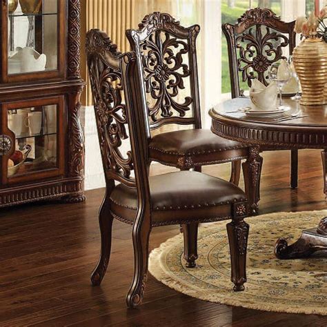 Vendome Side Chair Set In Pu And Cherry The Home Depot