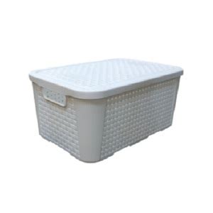 Cesto Organizador Rattan Branco Litros C Tampa Multiuso Leroy Merlin