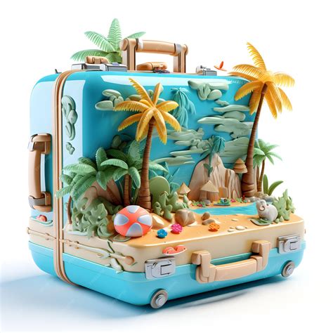 Premium Photo Beach Themed Vacation Suitcase 3d Illustration For Travel