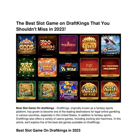 The Best Slot Game on DraftKings That You Shouldn't Miss in 2023!.pdf ...