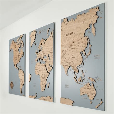 World Map Push Pin Panel Etsy