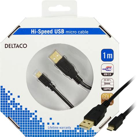 Deltaco Usb Tyyppi A Micro B Usb Nastainen M Musta