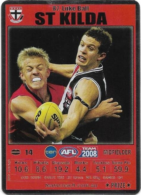 2008 Teamcoach Prize 87 Luke Ball St Kilda APT Collectables