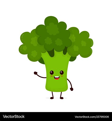 Happy Smilling Cute Broccoli Royalty Free Vector Image