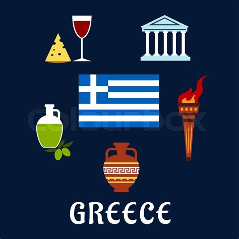 Traditional Greece symbols and culture icons | Stock vector | Colourbox