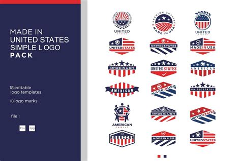 Set Of Made In Usa Logo Label For Patriot American Flag And Special