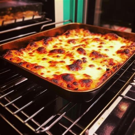 Premium AI Image | Freshly baked lasagna in the oven selective focus