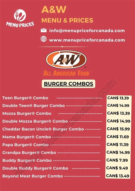 A&W Menu Prices Canada 100% Accurate Menu - 2024