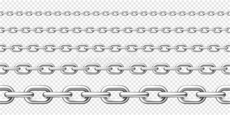 Realistic Seamless Golden Silver And Bronze Chains Isolated On White