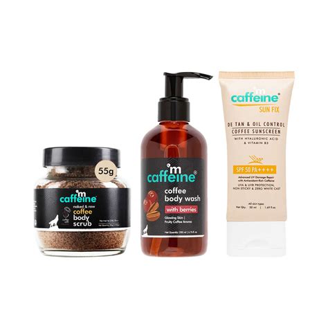 MCaffeine Summer Essentials Coffee Body Wash Naked Raw Coffee Body Scrub Combo