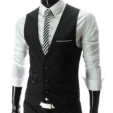 Socially Vests Male Slim Fit Vest Suit Men Waistcoat Gilet Homme ...