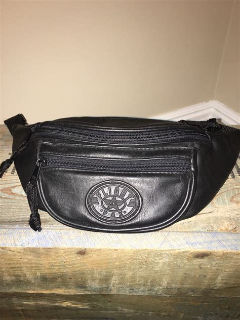 80s 90s Fanny Pack Black Leather Big By Vintageevrything