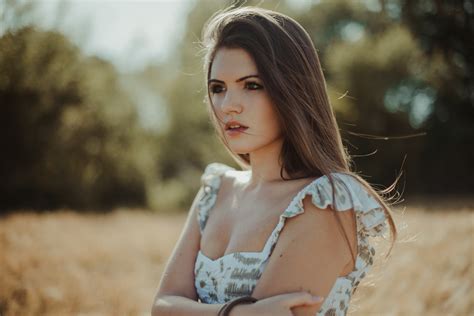 Women Blonde Brown Eyes Open Mouth White Clothing Portrait Bokeh Osman