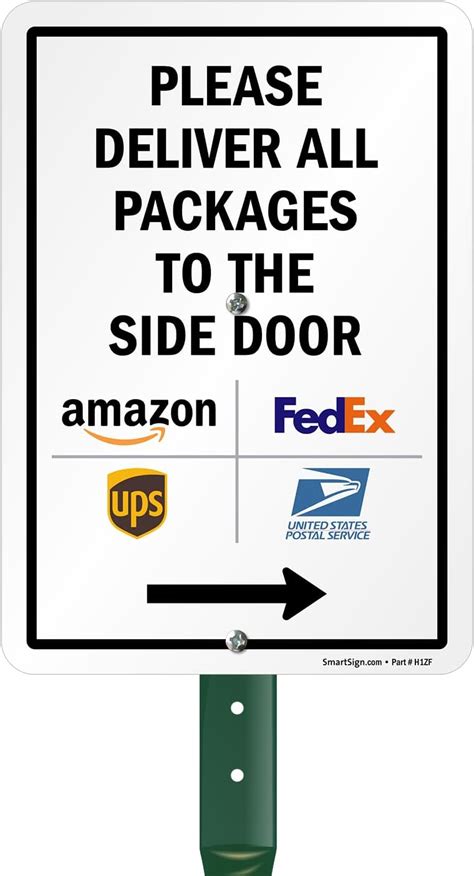 Amazon Please Deliver All Packages INSIDE THE PORCH Left Arrow