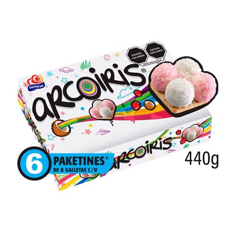 Galletas Gamesa Arcoíris sabor fresa con merengue sabor vainilla y coco