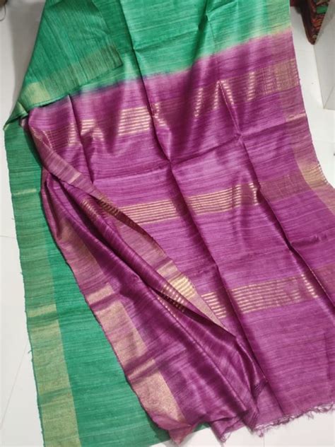 Dazzling Dark Grey Pure Desi Bhagalpuri Tussar Silk Saree Loomfolks