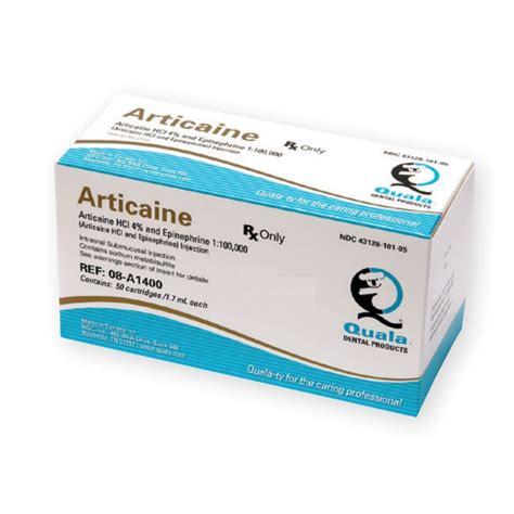 Quala Articaine HCl 4 With Epinephrine 1 100 000 Injection Cartridges