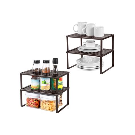 Songmics Cabinet Shelf Organizer Stackable Expandable Set Of Metal