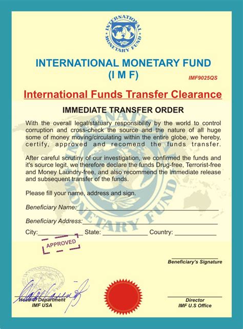 International Monetary Fund Clearance Certificate