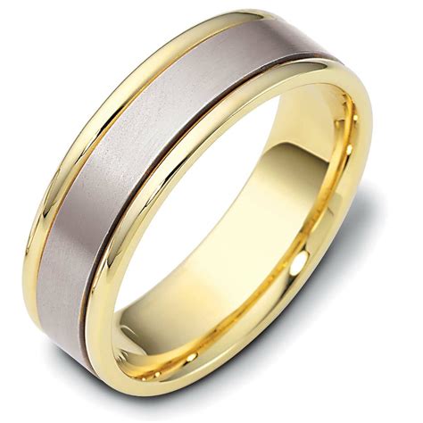 Men's Two Tone Gold Wedding Band - Dora Collection - The Diamond Guys