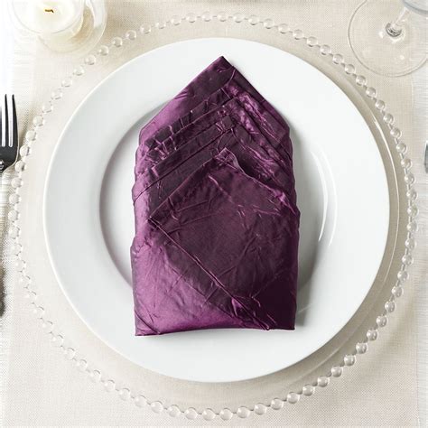 Buy Pack X Eggplant Crinkle Crushed Taffeta Napkins