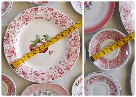 Pink Red White Mismatched Plates Set Of 9 Gallery Wall Etsy