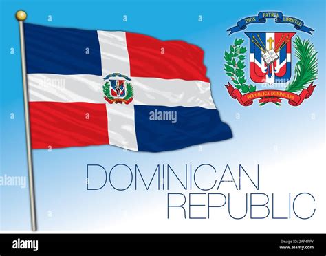 República Dominicana bandera nacional oficial y escudo de armas ...