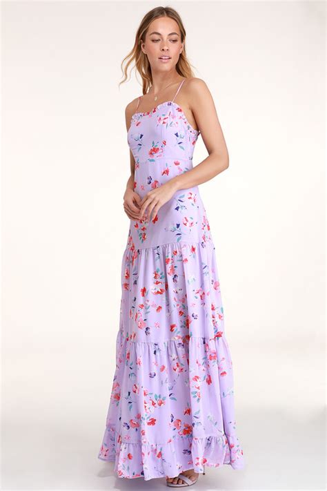 Lovely Floral Maxi Dress Lavender Maxi Dress Floral Dress Lulus