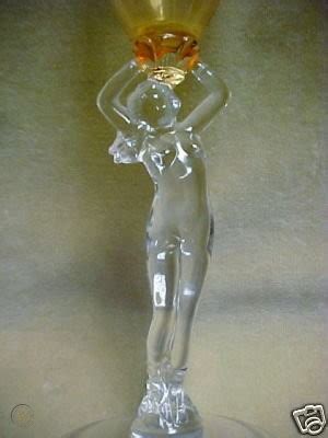 Cambridge Glass Statuesque Nude Amber Bud Vase S