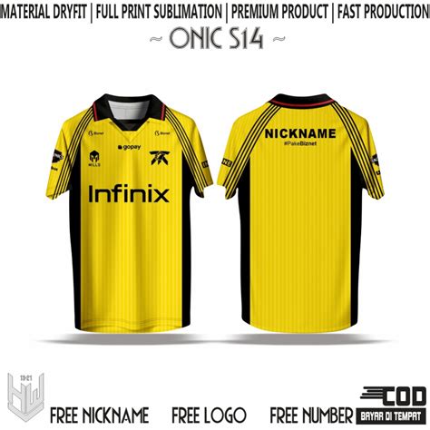 Jual JERSEY ONIC ESPORT TERBARU 2024 HOME KUNING MPL SEASON 14 FULL