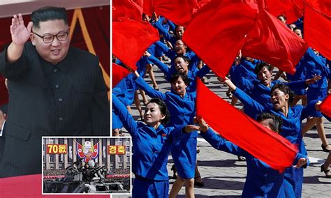 Kim Jong Un Hosts Enormous Parade To Celebrate North Koreas 70th Anniversary Daily Mail Online